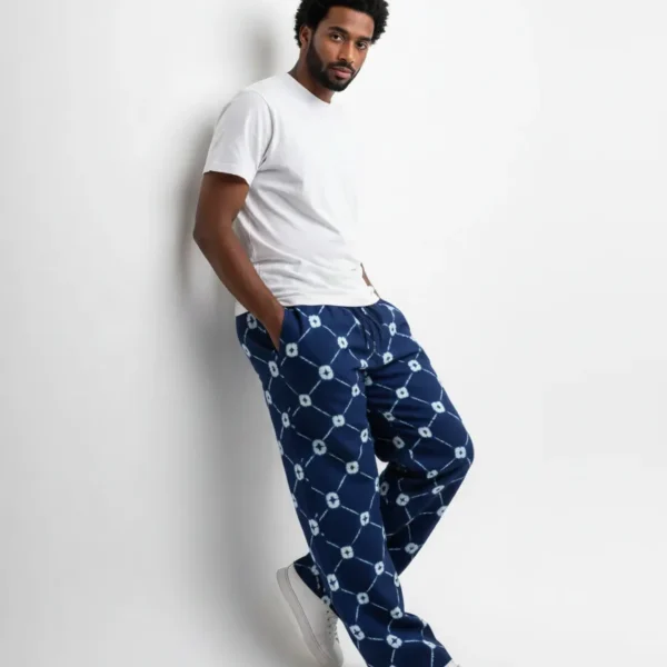 Shibori Diamond Wide-Leg Trousers