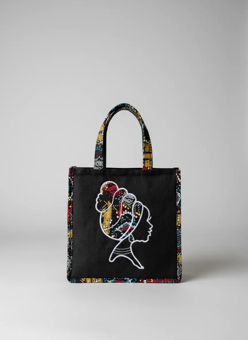 Embroidered African queen tote bag Embroidered African queen tote bag