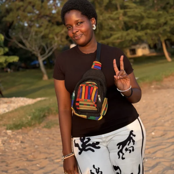 Kente print mini crossbody bag