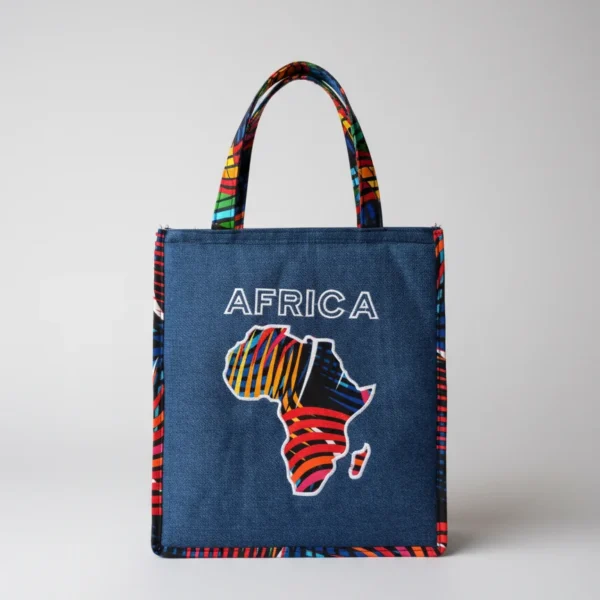 Embroidered Africa tote bag