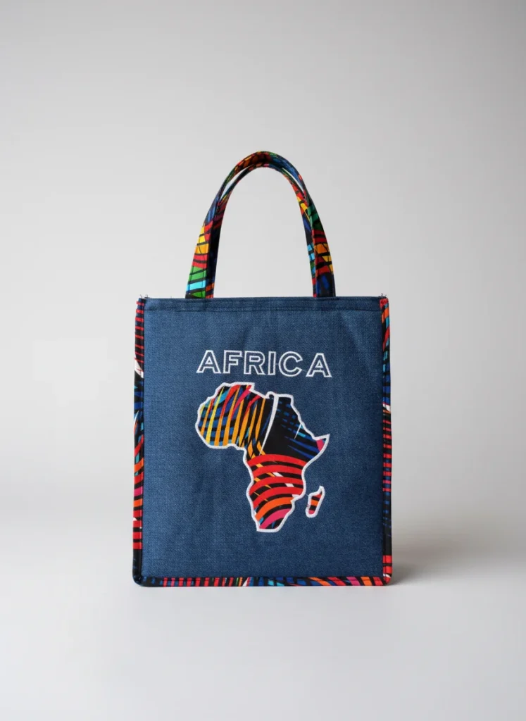 Embroidered Africa tote bag