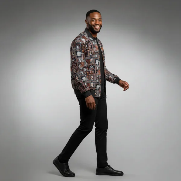 African Ankara Bomber Jacket Tribal Treasures Pattern