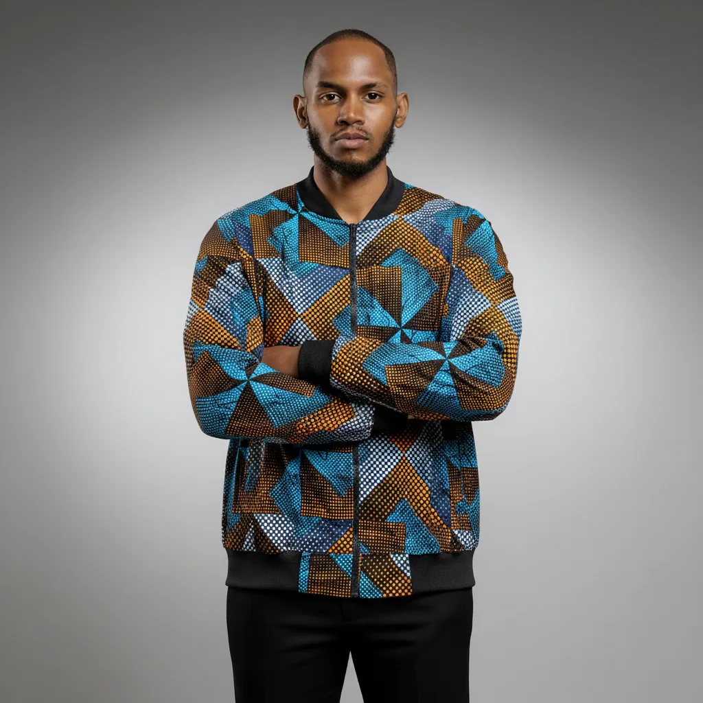 African Ankara Bomber Golden Ridges Pattern African Ankara Bomber Golden Ridges Pattern - Image 5