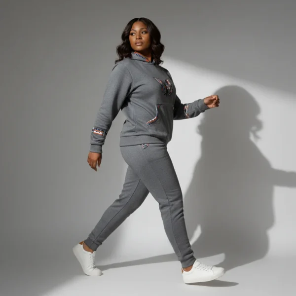 Unisex hoodie with Kitenge Butterfly - Grey