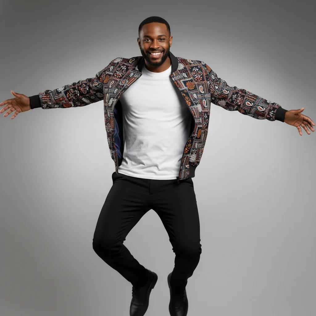 African Ankara Bomber Jacket Tribal Treasures Pattern African Ankara Bomber Jacket Tribal Treasures Pattern - Image 3