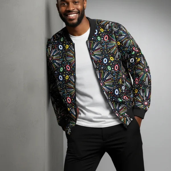 African Ankara Bomber Jacket Milky way Pattern