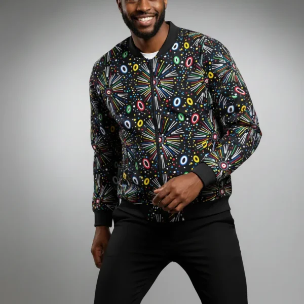 African Ankara Bomber Jacket Milky way Pattern