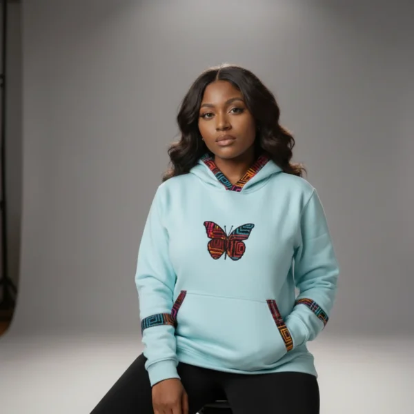 Unisex hoodie with Kitenge Butterfly