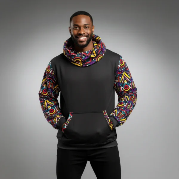 Unisex Echo Snoodie with Ankara Sleeves - Pattern I