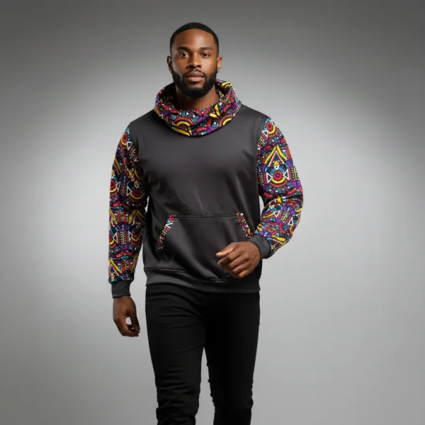Unisex Echo Snoodie with Ankara Sleeves - Pattern I