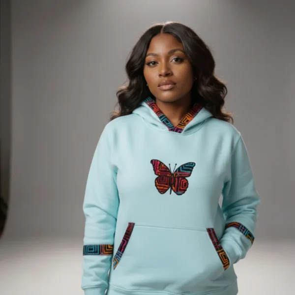 Unisex hoodie with Kitenge Butterfly