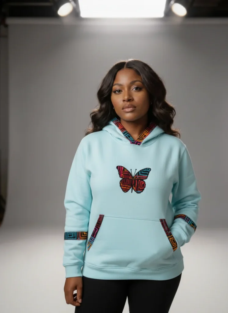 Unisex hoodie with Kitenge Butterfly