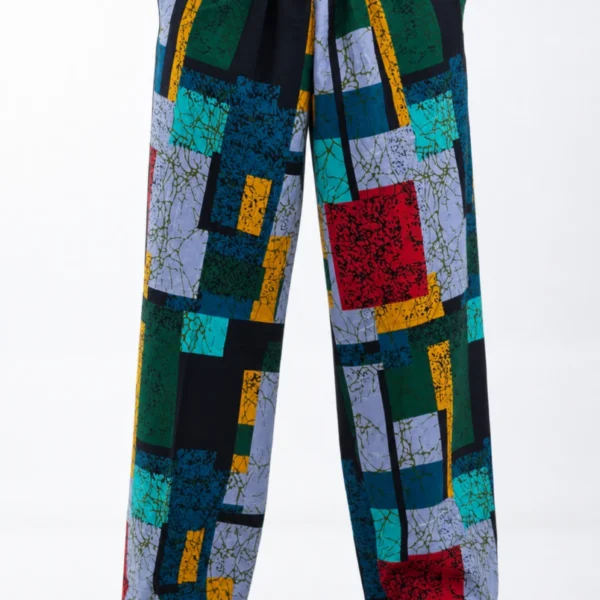 Unisex Kitenge Trousers – Geometric Print VI